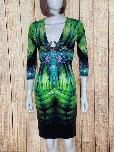 Printed Embellished Stretch Dress